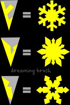 four snowflakes are shown with the words dreaming brush written below them in grey and yellow