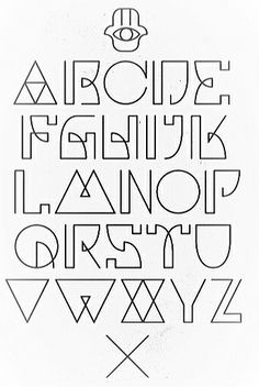 the letters are drawn in black and white with different font styles on them, including one for each letter