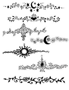 an assortment of different designs on white paper