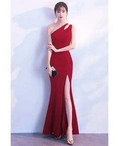 Get 10% off now! Buy chic one shoulder mermaid simple prom dress at cheap price online. Free stable shipping and pro custom service since 2009. Trendy Party Dresses, Party Outfits Night, Backless Long Dress, Simple Prom Dress, Mermaid Evening Dresses, Evening Party Dress, Mermaid Prom Dresses, Ladies Dress Design, Long Dresses