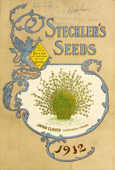 an old book with some writing on the front and back cover that says, stockler's seeds