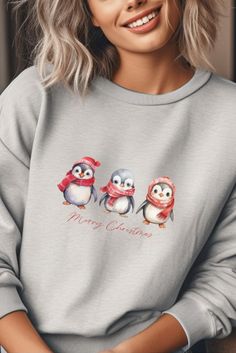 Christmas Penguin Sweatshirt, Merry Christmas Sweatshirt, Cute Christmas Shirt, Christmas TShirt, Holiday Sweater, Christmas Gift, Xmas Christmas Penguin