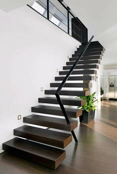 there is a black stair case in the house