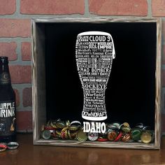 a beer bottle is shown in a shadow box with the word'connectivity'written on it