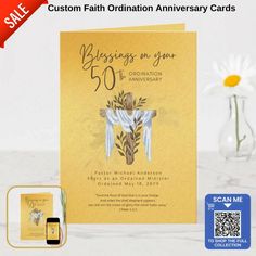 a greeting card with the words, blessing on your 50th anniversary