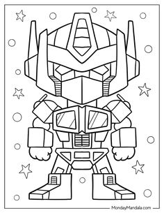 a coloring page with an image of a transformer from the cartoon character bumble