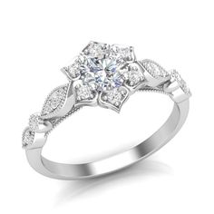 a white gold ring with diamonds on it