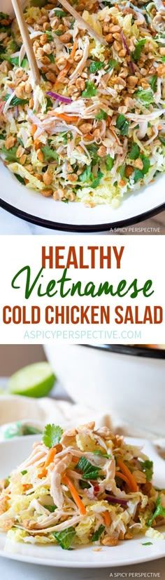 this healthy vietnamese cold chicken salad is loaded with vegetables and herbs