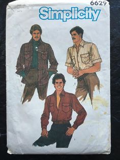 an old pattern for men's shirts and pants, with the image of two men in