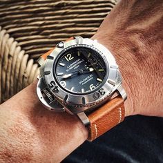 When you think #Panerai this #PAM358 Titanium Destro Submersible 2500M beast should be one of the main images. Only 100 made this thing is… Mens Fashion Watches, Rolex Watch, Tic Tac, Watch Collection