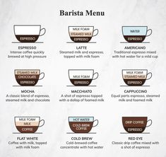 the different types of baristaa coffees and how they are used to make them