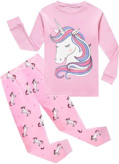 PRICES MAY VARY. High Quality: super cotton, soft touch feeling, breathable and comfortable, natural cotton protecting baby delicate skin Cute Fashion Design: adorable 2 Piece clothes sets, easy on/off, crew neck shirt & elastic waistband pant which non-slip and painless Various Long Sleeve Style: bright color with well printed, girl's favor--dinosaur, unicorn, glow-in-the-dark fairy, the best choice for Spring, Fall, Winter Perfect pyjamas for night wear, sleep wear, daily wear, casual wear, ho Princess Pjs, Girls Christmas Pajamas, Summer Pjs, Pajamas Long Sleeve, Dinosaur Pajamas, Girl Dinosaur, Kids Pjs, Toddler Pajamas, Elastic Waistband Pants