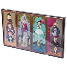 a set of four books with pictures of people in different outfits and costumes on them