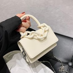 Material: PU Texture: Soft Closed: Buckle Size: 4.7"L x 1.6"W x 3.5"H in; It is enough to hold daily stuffs including cell phones, sunglasses, wallet, key etc. Strap length: 47.2 inches Korean Bags, Chain Decor, Minimalist Bag, نظارات شمسية, Style Makeover, Mini Handbags, Givency Antigona Bag, Mini Shoulder Bag, One Bag