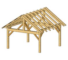 an image of a wooden structure that is being built with wood framing and roof trusss