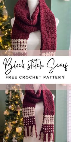 a crocheted scarf is shown with the text, black stitch scarf free crochet pattern