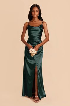 Lydia Satin Dress - Emerald Cowl Neck Bridesmaid Dress, Emerald Bridesmaid Dress, Emerald Bridesmaid, Emerald Green Bridesmaid Dresses, Emerald Bridesmaid Dresses, Green Satin Dress, Green Formal Dresses, Emerald Dresses, Dark Green Dress