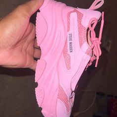 Steve Madden Shoes Pink Platform Sneakers With Flat Heel, Trendy Pointed Toe Sneakers With Rubber Sole, Trendy Pointed Toe Synthetic Sneakers, Designer Low-top Platform Sneakers, Shoes Steve Madden, Swag Shoes, Pink Shoes, Shoes Color, Steve Madden Shoes