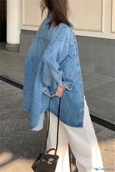 OrcaJump - Stylish Denim Jacket with Patchwork Detailing and Turndown Collar Turndown Collar, Denim Jacket, Collar, Patchwork