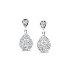 Pompeii3 1/2ct Pear Shape Dangle Diamond Earrings 10K White Gold, Women's, Size: Small Classic Pear-shaped Diamond Earrings With Accents, Classic Pear Shaped Diamond Earrings, Formal Pear-shaped Pave Setting Earrings, Classic Drop Diamond Earrings, Formal Pear-shaped Pave Earrings, Formal Pear-shaped Earrings With Pave Setting, Classic White Gold Teardrop Diamond Earrings, Classic Pear-shaped Diamond White Earrings, Classic Pear-shaped Sterling Silver Diamond Earrings