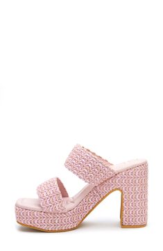 Wavy raffia textures this boosted sandal from the wide top straps to the chunky block heel and platform. Raffia upper/synthetic lining and sole Imported Top Straps, Chunky Block Heels, On Beach, Sandal Women, Platform Sandals, Block Heels, Womens Sandals, Nordstrom, Gems