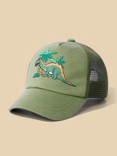 1Pc Toddler Baseball Hat Baby Cap Sun Hat Printed Dinosaur Motif Kids Boys Girls Age 0-8T Army Green Casual,Daily   Polyester  Baseball Cap   Kids Accessories, size features are:Bust: ,Length: ,Sleeve Length: Base Ball, Hat Print, Baby Cap, Boy Hat, Kids Hats, Kids Boys, Sun Hats, Baby Hats, Kids Accessories