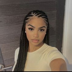 Ethiopian Cornrows, Braided Hairstyles Light Skin, Cornrows In The Front Box Braids In Back, Small Fulani Braids, Braids For Round Faces, Boho Cornrows, Mexico Braids, Estilo Baddie