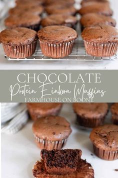 chocolate protein fudge muffins on a cooling rack