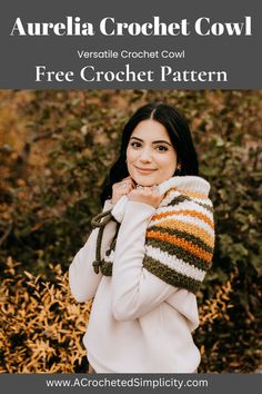 the free crochet cowl pattern with text overlay