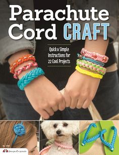 the cover of parachute cord craft, with pictures of different types of bracelets on it