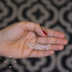 "Shark necklace - Geometric silver shark necklace is the ultimate everyday accessory to show off your love of animals while staying in style on trend.    ★ Comes in our signature gift box, ready for gift giving.  ★ Available in Silver [Sterling silver chain & silver plated pendant]  ★ Pendant size : 2\"X0.70\" . Thanks for shopping at ByYaeli ♥  All images, texts & products are property of ByYaeli ©2018." Gold Seashell Necklace, Gold Compass Necklace, Shark Jewelry, Shark Pendant, Silver Shark, Geometric Origami, Jewelry Design Studio, Shark Necklace, Ocean Necklace