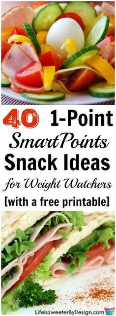 an image of a sandwich with the words 40 point smart points snack ideas for weight watchers