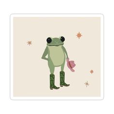 a frog with boots and a hat sticker