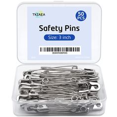 the safety pins are packed in a plastic container