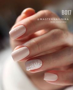 Creme Nails, Nails With, Wedding Nail Art, Nude Wedding, Wedding Manicure, Art Design Ideas, Wedding Nail