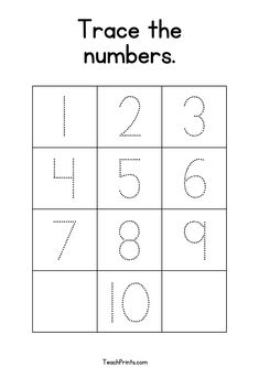 trace the numbers worksheet for kids to practice number recognition and counting skills with this free printable