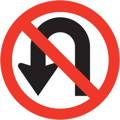 a no u - turn sign is shown with an arrow in the bottom right corner