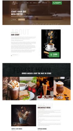 the website design for coffee shop