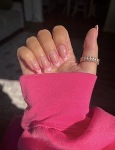 Pink Nails Asthetics, Nail Inspo Trendy Pink, French Baby Pink Nails, Nails Baby Pink Design, Back To School Nails Acrylic Almond, Grad Nails Pink, Light Pink Nail Inspo Acrylic, Simple Nail Ideas Almond Shape Summer, Teen Girl Nail Ideas