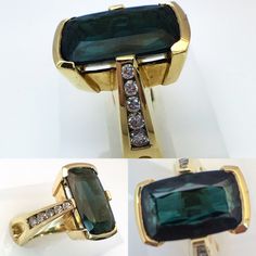 Luxury Artisan Multi-stone Rings, Luxury Elegant Rectangular Gemstones, Fashion Ring, Tourmaline Gemstone, Green Tourmaline, Pandora Jewelry, Timeless Pieces, Birmingham, Custom Jewelry