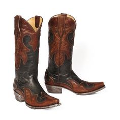 Henderson Black Boot with Brown Collar and Wing-Tip Brown Combination, Brown Cowboy Boots, Black Cowboy Boots, Shoe Nails, Black Cowboy, Mens Cowboy, Harness Boots, Sterling Silver Bead, Work Boots