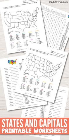 states and capital worksheets for kids to practice the united states with their map