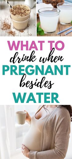 healthy pregnancy drinks - pregnant woman drinking tea, healthy smoothie and coconut water. Pregnancy Ideas, Hydrating Drinks, Pink Drinks