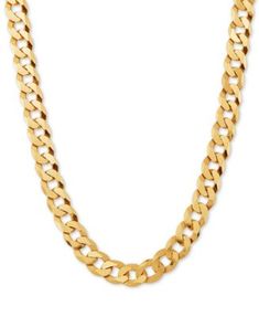 Curb Link 24" Chain Necklace in 18k Gold-Plated Sterling Silver | macys.com Gold-tone Cuban Link Chain Necklace With Curb Chain, Gold-tone Cuban Link Curb Chain Necklace, Cuban Link Necklace, Miami Cuban Link Chain, Miami Cuban Link, Cuban Link Chain Necklaces, Miami Cuban, Cuban Link Chain, Men's Necklace