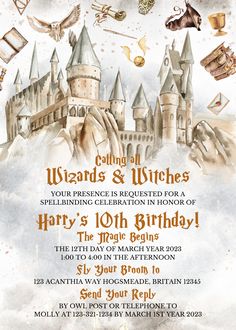 an image of a birthday party with hogwart's castle and harry potters