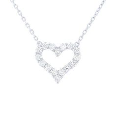 Symbolize your love with this beautiful heart pendant accented with round brilliant cut diamonds. Elegant Double Heart Cubic Zirconia Necklace, Elegant Cubic Zirconia Heart Charm Necklace, Elegant Cubic Zirconia Heart Necklace, Diamond Heart Necklace For Wedding On Valentine's Day, Valentine's Day Wedding Diamond Heart Necklace, Diamond White Heart Diamond Necklace For Wedding, Elegant Heart Shaped Cubic Zirconia Necklace, Elegant Heart-shaped Cubic Zirconia Necklace, Double Heart Brilliant Cut Necklace For Wedding