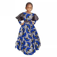 Help your child remember her childhood with this beautiful dress. This is a custom African Girls dress that can be worn for birthdays, photoshoots and other events for babies. Before ordering, please go through the size chart and choose a size for your daughter before checkout. Or you can send her measurement (Chest, Waist, Hip & Dress Length). This is a custom order,it takes 1 week or more during busy sale period to sew and 3-5 business days to ship. If you have any question, please send me a m Long Sleeve Blue Birthday Dress, African Birthday Dress, Kitenge Designs, Dress African Print, African Dresses For Kids, Dress African, Girls Pageant Dresses, Birthday Girl Dress