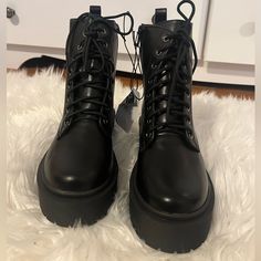 Reposhing This Item I Purchased From @Guitargirl1125. Bought These On A Wim, Tried On. Don't See Myself Wearing Them. Basically Brand New. Moto Boots, Rue21, Lug Sole, Shoes Black, Black Shoes, Combat Boots, Size 10, Women Shoes, Brand New