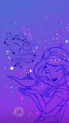 a drawing of a princess holding a tray with food on it's hands and looking up at the sky