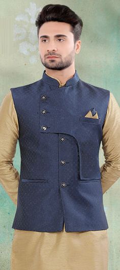 Blue color Nehru Jacket in Satin Silk fabric with Printed work Engagement Reception, Reception Lehenga, Nehru Jacket, Nehru Jackets, Satin Silk, Salwar Kameez, Silk Satin, Silk Fabric, Lehenga